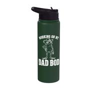 Working On My Dad Bod Funny Frog Cowboy Dad Humor Stainless Steel Insulated Water Bottle