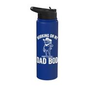 Working On My Dad Bod Funny Frog Cowboy Dad Humor Stainless Steel Insulated Water Bottle
