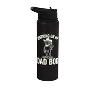 Working On My Dad Bod Funny Frog Cowboy Dad Humor Stainless Steel Insulated Water Bottle