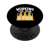 Working On My Six Pack Gym and Team Drinking Beer Lover PopSockets PopGrip Adhesivo