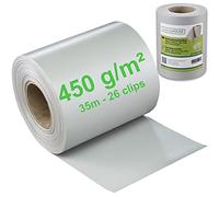 Workinghouse ViewProtect Valla para el Jardín PVC de Primera Calidad - Rollo Aislante para Balcones y Jardines 35m x 19 cm 450gsm de Grosor, Incluye 26 Tiras de Sujeción (Gris claro)