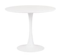 WORKOME HAPPY WORK * HAPPY HOME Mesa de Diseño para Comedor, Cocina, Oficina, Despacho, Base Metálica de 60 cm de Diámetro, Tapa Lacada Blanca, 100 cm de Diámetro, 72 cm de Altura, Color Blanco