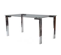 WORKOME. Mesa de diseño Comedor, Cocina, Oficina, Multiusos, Patas cromadas, Cristal Templado de 10 mm. de Espesor con Acabado Transparente, 160 x 90 cms