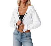 Workou - Sudadera corta con capucha y capucha para mujer, sudadera corta con capucha estilo occidental, para el año 2020, cómoda, gráfica, caricatura, gótica 2025, para mujer, fresca, esencial, preppy