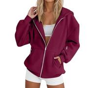 Workou - Sudaderas casuales con capucha para mujer, color sólido, sudaderas de anime Y2K, con cremallera, manga larga, trajes de otoño, gráficos, vintage, cómodos, delgados, holgados, preparados para