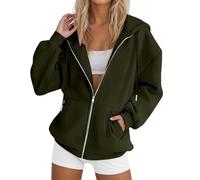 Workou - Sudaderas casuales con capucha para mujer, color sólido, sudaderas de anime Y2K, con cremallera, manga larga, trajes de otoño, gráficos, vintage, cómodos, delgados, holgados, preparados para