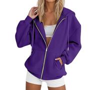 Workou - Sudaderas casuales con capucha para mujer, color sólido, sudaderas de anime Y2K, con cremallera, manga larga, trajes de otoño, gráficos, vintage, cómodos, delgados, holgados, preparados para