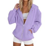 Workou - Sudaderas casuales con capucha para mujer, color sólido, sudaderas de anime Y2K, con cremallera, manga larga, trajes de otoño, gráficos, vintage, cómodos, delgados, holgados, preparados para