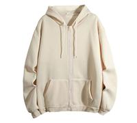 Workou - Sudaderas con capucha y cremallera para mujer, suéteres con capucha para otoño, a la moda, lisos, cálidos, modernos, lisos, cómodos, vintage, lindos, ligeros, góticos, beige, S