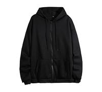 Workou - Sudaderas con capucha y cremallera para mujer, suéteres con capucha para otoño, a la moda, lisos, cálidos, modernos, lisos, cómodos, vintage, lindos, ligeros, góticos, Negro, XL