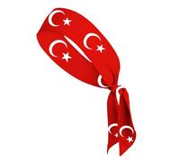 Workout Headband Turkey Flag, Sports Tie Sweatband, Adjustable Head Wrap for Running, Football, Yoga, Gym Training, Outdoor Fitness and National Team Support 6x105cm