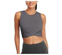 Workout Slim Tops Cropped Shirts Damen Tops Fit Bluse Crop Sanutch Dance Damenbluse Shirt Rückenfrei Damen, gris oscuro, S