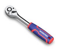 WORKPRO 1/2-Inch Drive Ratchet Wrench, 72-Tooth Reversible Ratchet, Quick-Release 1/2 Drive Ratchet Handle, CR-MO Head, Chrome Plated Finish