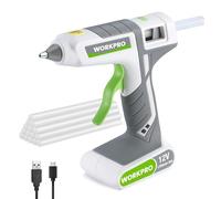 WORKPRO 12V Pistola de Silicona Caliente Inalámbrica, Pistola de Pegamento Termofusible a Batería, Pistola de Encolar con 15 Barras de Pegamento (11 * 200 mm), Precalentamiento Rápido, para Bricolaje