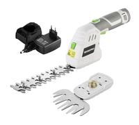 WORKPRO 12V Tijeras Cortacésped y Arreglasetos 2 en 1 a Batería | Cortasetos Eléctrico con 2 Cuchillas y Cargador para Césped, Arbustos y Trabajos de Jardinería, Blanco
