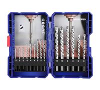 WORKPRO 15 Piezas Juego de Brocas, Brocas de Taladro, con Maletín Portátil para Tareas de Perforación en Mampostería, Hormigón, Ladrillo, Cemento