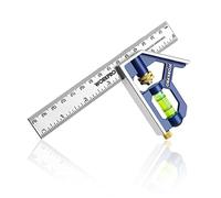 WORKPRO 150mm Escuadra Combinada Ajustable, Regla de Ángulo de Acero Inoxidable, Cuadrado de Combinación con Nivel de Burbuja, Recto Escuadra para Carpintería, Herramienta de Medición Multifuncional