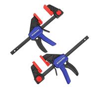 WORKPRO 2 Piezas Sargento de Barra 150 mm, Abrazadera de Barra, Set de Sargentos para Carpintería Madera, Fuerza de Sujeción 68 kg, Acero y Nylon para una Fijación Precisa