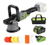 WORKPRO 20V Pulidora Coche Sin Escobillas, Pilidora Orbital Inalámbrica de Acción Doble, 7 Velocidades (2000-5000RPM), Mango D Desmontable, con Bolsa, para Pulido de Coche, Suelo, Baldosa, Mueble