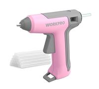 WORKPRO 3,6V Pistola de Pegamento Caliente a Batería, Pistola de Silicona Inalámbrica, con 20 Barras de Pegamento, Cable Tipo C, para DIY, Reparaciones, Decoraciones (Color Rosa)