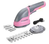 WORKPRO 3.6V Tijeras Cortacésped y Arreglasetos 2 en 1, Cortasetos a Batería 2 Ah, Tijeras Arreglaseto con 2 Tipos de Cuchillas Ancho de Corte 75 mm, 118 mm, Herramienta para Jardín (Rosa)
