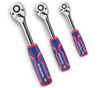 WORKPRO 3-Piece Ratchet Set, 1/4", 3/8", 1/2" Drive Ratchet Wrench, Quick-Release Reversible, 72-Tooth, Chrome Alloy Made