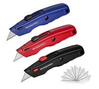 WORKPRO 3-piezas Cutter Profesional, Cúter Universal, Cortador Profesional con Mango de Aluminio Antideslizante, Cuchillo con 10 Cuchillas Adicionales, Multicolor