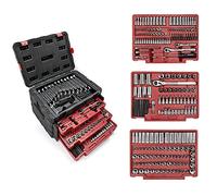 WORKPRO 450 piezas Juego de Llaves de Vaso, Caja Herramientas, con Llave de Trinquete de Liberación Rápida, Vasos para Reparación de Automóviles