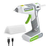 WORKPRO 7,2V Pistola de silicona caliente a batería, pistola de pegamento termofusible, pistola de pegamento recargable con 20 barras de pegamento(7 * 100mm), con cable tipo C