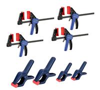 WORKPRO 8-piezas Juego de Sargentos de Barra y Pinzas de Resorte para Madera, Sargento de Tornillo 115mm, Pinza de Resorte con Ancho de Boca 45mm/60mm