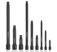 WORKPRO 9 PCS Impact Driver Extension Bar Set, 1/4", 3/8" and 1/2" Drive Socket Extension, Premium Chrome Vanadium Steel with Black Phosphate Finish, Storage Tray Included