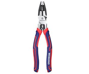 WORKPRO Alicate Universal, 5 en 1 Alicates Multifuncional con Pelacable, Cortador de Alambres, Pelacables Profesionales, Acero Cromo Vanadio, con Mango Antideslizante