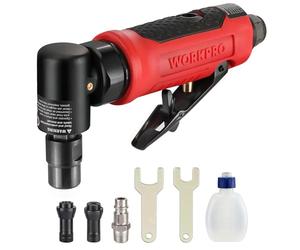 WORKPRO Amoladora Angular Neumática de Aire, Mini Amoladora Angular Neumática para Reparación y Otras Aplicaciones, Amoladora Neumática de 1/4’’, 20000 rpm, 2 Abrazadera (3mm;6mm)