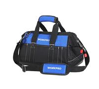 WORKPRO Bolsa de Herramientas 40 * 22 * 26cm, con Boca Ancha, Bolsa Portaherramientas, con Base de Plástico Rígida, Carga Máxima 15kg