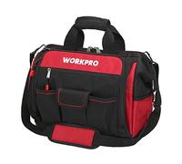 WORKPRO Bolsa de Herramientas 42 x 25 x 34 cm, Bolsa de Herramientas con Carga Máxima 18-30kg, Respaldo Rígido Resistente al Agua, Correa Ancha Ajustable para el Hombro, Cremallera Flexible