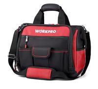 WORKPRO Bolsa de Herramientas 42 x 25 x 34 cm, Bolsa de Herramientas con Carga Máxima 18-30kg, Respaldo Rígido Resistente al Agua, Correa Ancha Ajustable para el Hombro, Cremallera Flexible