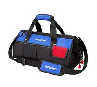 WORKPRO Bolsa de Herramientas 45 * 26 * 20cm, con Boca Ancha, bolsa portaherramientas con Base de Goma de Resistencia, Carga Máxima: 18kg