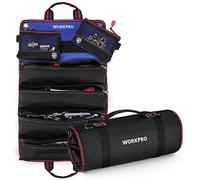 WORKPRO Bolsa de Herramientas Enrollable, Bolsa Multiusos Enrollable, 57 x 36cm Organizador de Rollos de Herramientas, 6 Bolsillos, Tejido Oxford 720D, Para Electricistas/Carpinteros/Fontaneros
