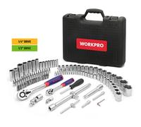 Workpro caja de herramientas de plástico completa de 1/2-1/4 pulgadas