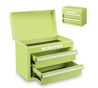 WORKPRO Caja de Herramientas Metálica con 2 Cajones, Organizador Pequeño con Cerradura, Ideal para Guardar Herramientas, Material de Oficina, Joyería y Accesorios en Hogar o Taller - Verde Macaron