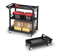 WORKPRO Carro de Servicio 3 en 1 Plegable con Ruedas y Estantes
