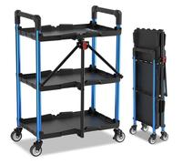 WORKPRO Carro de Servicio Plegable 3 Niveles, Capacidad de 96 kg, Carro Portátil para Herramientas, Ideal para Garaje, Almacén, Hogar, Restaurante, Oficina (Sin Montaje)