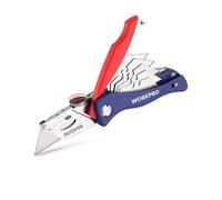 WORKPRO Cúter Plegable con Cambio Rápido y 5 Cuchillas SK5 | Cutter Profesional Para Cartón, Plástico Y Trabajos De Bricolaje, Con Mecanismo De Cambio Rápido
