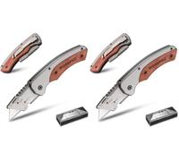 WORKPRO Cúter Plegable con Mango de Madera y Cambio Rápido (Paquete de 2)