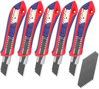 WORKPRO Cúter Profesional 5-piezas, Cutter de Cuchillas Separables Estándar con Riel de Acero Inoxidable, Cuchillas SK5 de 18 mm, con 20 Hojas de Recambio, Ideal para Cortar Papel, Cartón