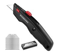 WORKPRO Cutter Profesional, Cúter Universal, Cortador Profesional con Mango de Aluminio Antideslizante, Cuchillo con 10 Cuchillas Adicionales, Negro