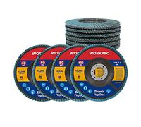 WORKPRO Discos Abrasivos 10-piezas, Discos de Láminas, Discos para Amoladoras Angulares ø 125 mm, Muilti granos 40,60,80,120, para Acero Inoxidable, Metal/Acero y Madera