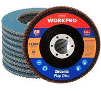 WORKPRO - Discos abrasivos de 10 piezas, discos de cuchillas ø115 mm, discos de 80 granos para amoladoras angulares para acero inoxidable, metal/acero y madera