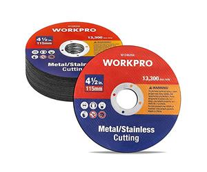WORKPRO Discos de corte, 20 piezas discos profesional para metal y acero inoxidable,115 mm x 1,2 mm x 22 mm accesorios para amoladora angular