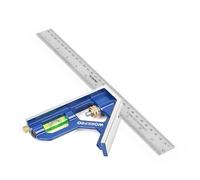 WORKPRO Escuadra Carpintero, Escuadra Combinada Ajustable, Regla de Ángulo de Acero Inoxidable de 300 mm, con Nivel de Burbuja, Escuadra para Carpintería Herramienta de Medición Multifuncional